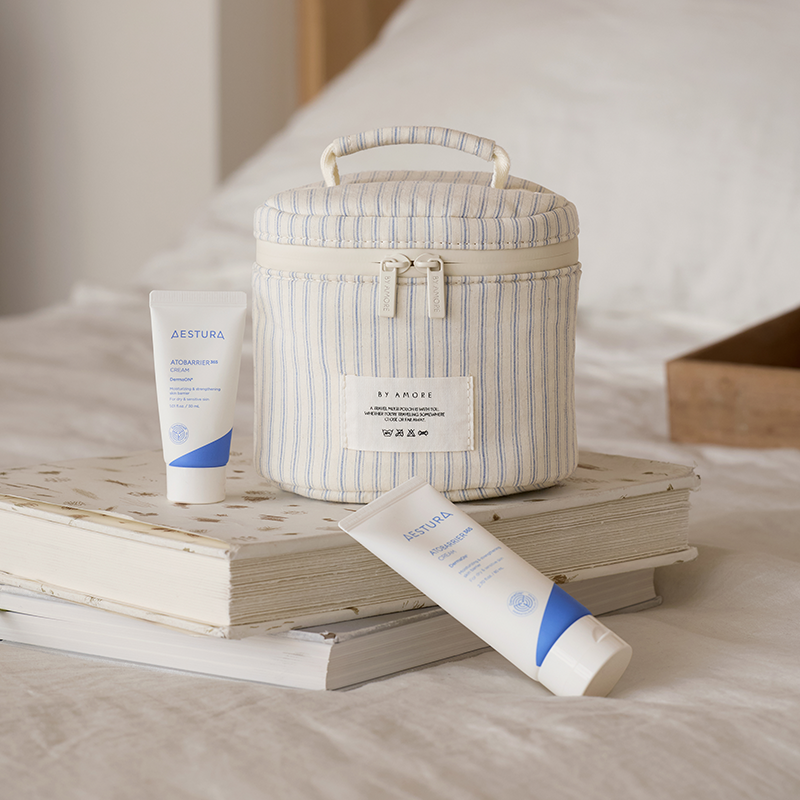 타원형 트래블 파우치-스트라이프(S)